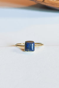 Square Lapis Brass Stacking Ring - FINAL SALE