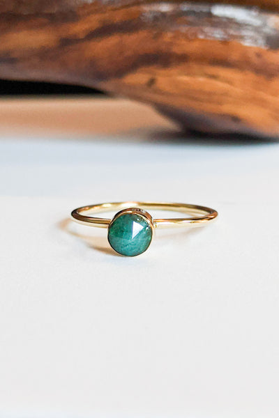 Round Emerald Brass Stacking Ring - FINAL SALE