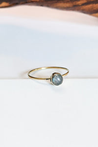 Round Moonstone Brass Stacking Ring - FINAL SALE