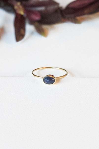 Oval Lapis Brass Stacking Ring - FINAL SALE