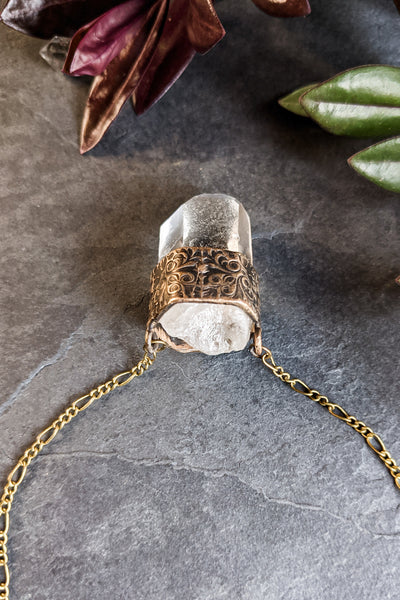 Quartz Crystal Pendant Necklace - One of a Kind #191109