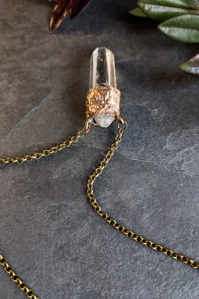 Quartz Crystal Pendant Necklace - One of a Kind #191111