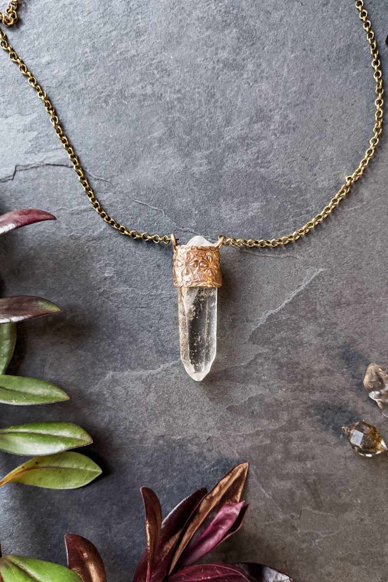 Quartz Crystal Pendant Necklace - One of a Kind #191111