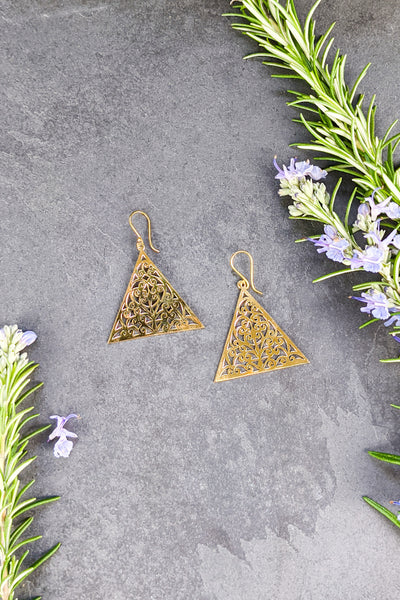 Brass Triangle Cutout Earrings - FINAL SALE