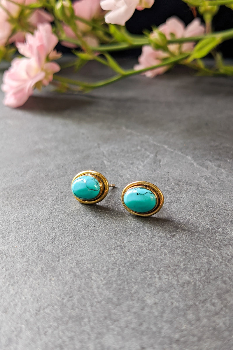 Turquoise Oval Studs - FINAL SALE