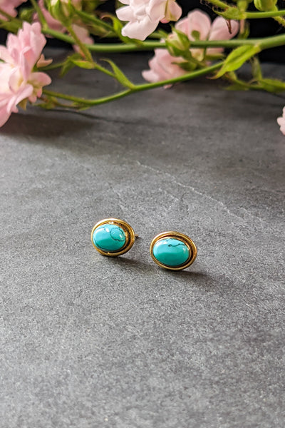 Turquoise Oval Studs - FINAL SALE