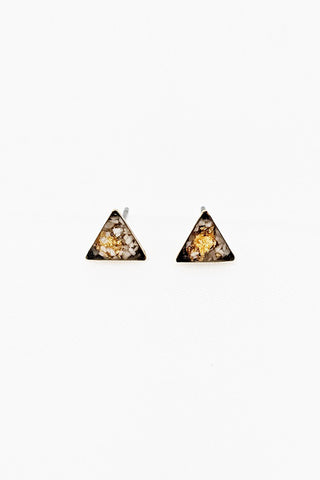 Tiny Triangle Studs - White Turquoise & Gold Leaf - FINAL SALE