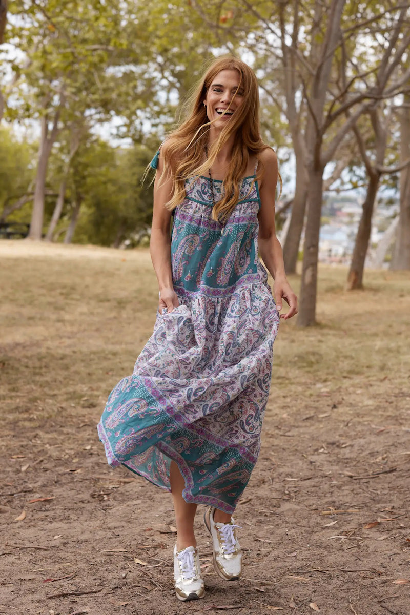 Betsy Printed Maxi Dress - Teal - FINAL SALE