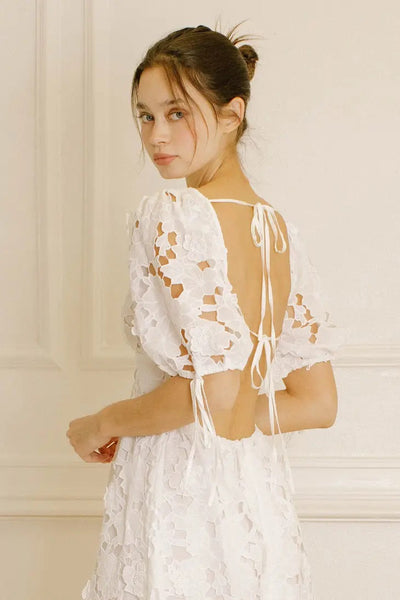 White Floral Lace Mini Dress - FINAL SALE