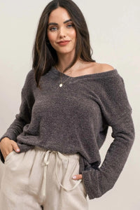 Velour V-Neck Sweater - FINAL SALE