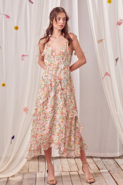 Ruffled Floral Midi Dress - FINAL SALE