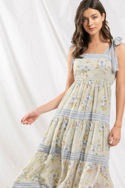 Emma Stripes and Florals Midi Dress - FINAL SALE