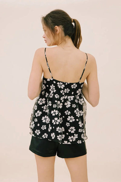 Black and White Floral Cami Top - FINAL SALE