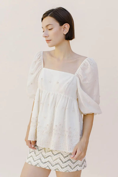 Floral Eyelet Baby Doll Top - FINAL SALE