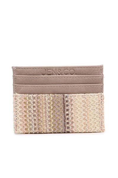 Vienna Cardholder with Vegan Leather Contrast - Taupe - FINAL SALE